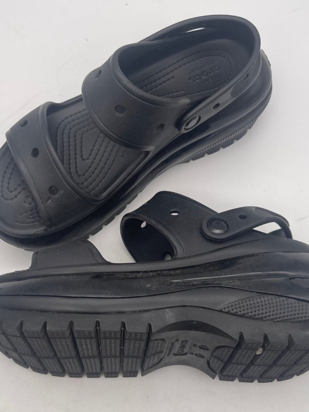 Crocs Unisex Black Solid Mega Crush Slingback Platform Sandals Size M7 W9